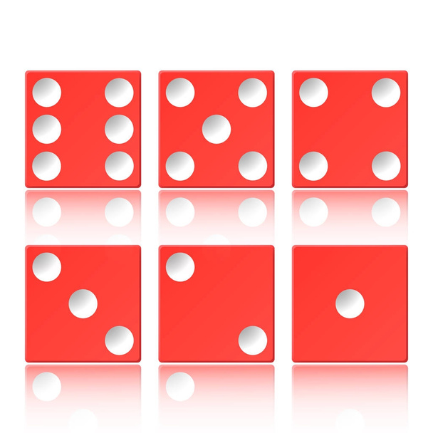 Vector set of red casino appearance with a cube, isolated on a white background. - Vector, Image