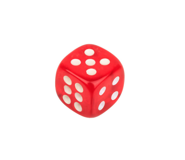 red dice with number five on the top on white background - Photo, Image