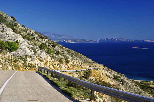 The scenic route leading to Stara Baska, the road with Oprna Bay view, Krk Island, Croatia - Photo, image