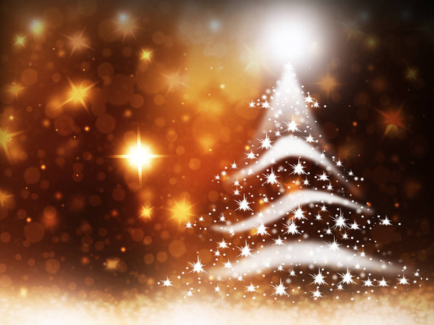Árvore de Natal luzes formadas a partir de estrelas fundo vermelho neve ilustração
  - Foto, Imagem