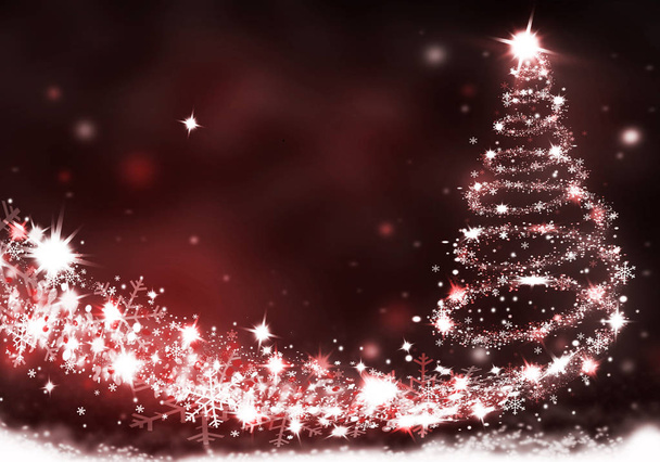 Різдвяні ялинкові вогні, сформовані з фону зірок, червона снігова ілюстрація
  - Фото, зображення