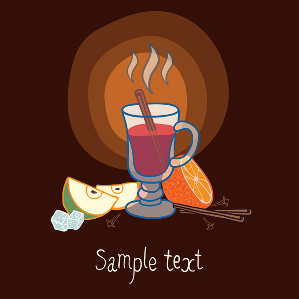 Illustration with a glass of mulled wine - Vektor, kép