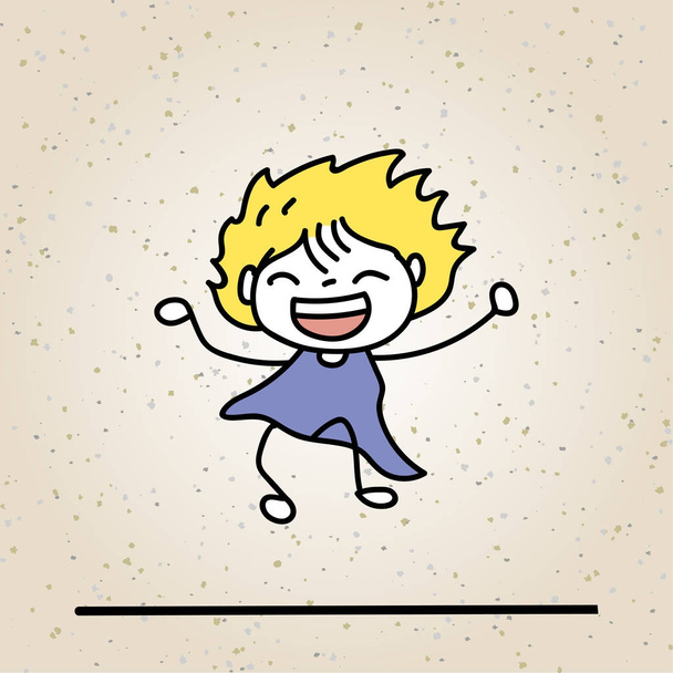 Ruční kresba abstraktní šťastný roztomilý kluk čárové grafiky - Vektor, obrázek
