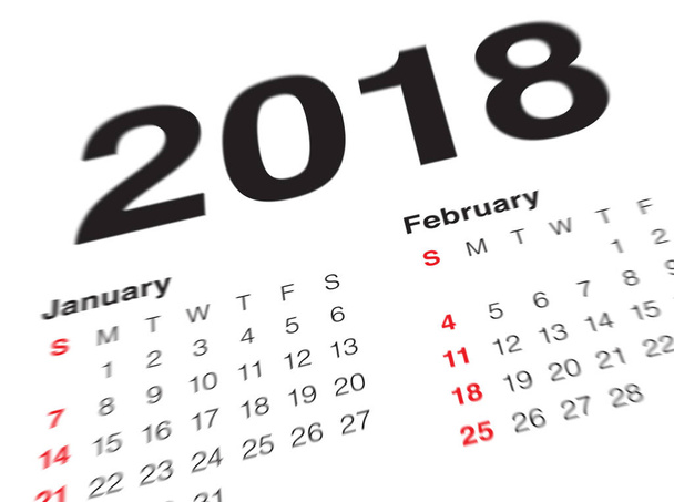 Κοντινό πλάνο της πρώτης ημέρας του έτους 2018 ημερολόγιο ημερολόγιο. - Φωτογραφία, εικόνα