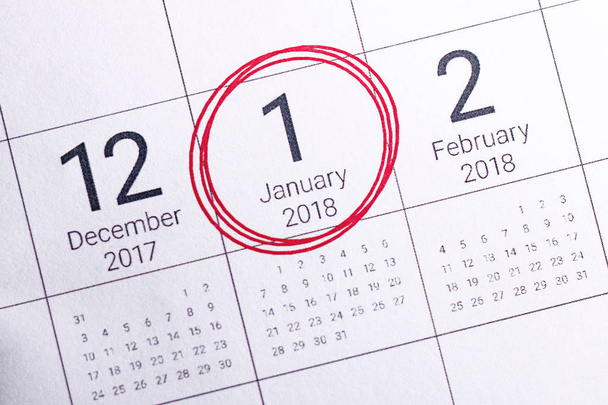 Close up of january 2018 on diary calendar. - Photo, Image