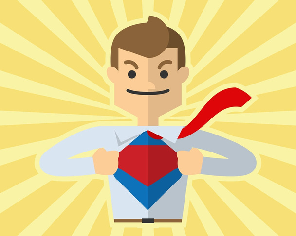 Vector of businessman open his shirt like super hero, superman,  - Vector, Image