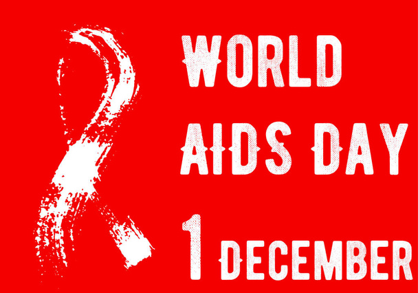 Kızıl afiş Dünya AIDS Günü 1 Aralık. Splash çizilmiş şerit - Vektör, Görsel