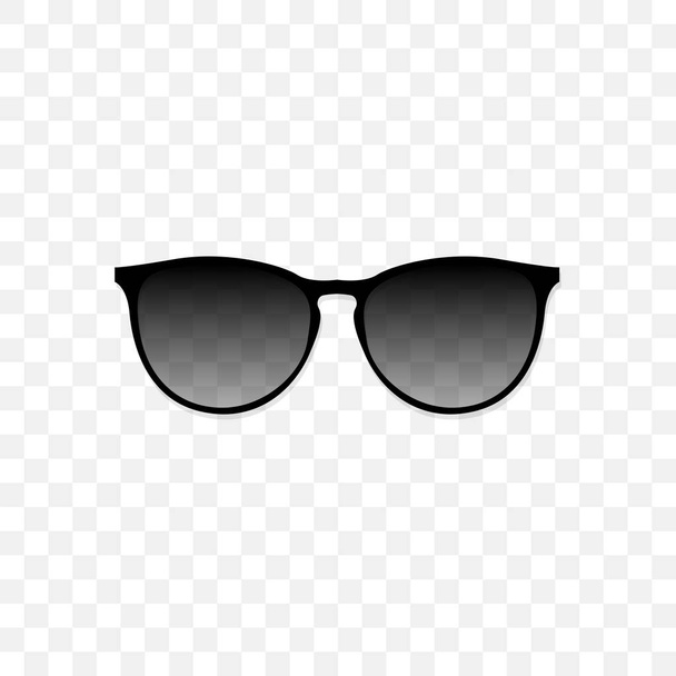 Realistic sunglasses with a translucent black glass on a transparent background. Protection from sun and ultraviolet rays. Fashion accessory vector illustration. - Vector, Image