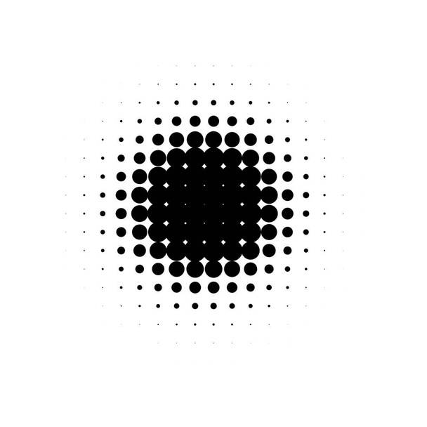 Elszigetelt fekete színes absztrakt kör alakú raszterrács pontozott karikatúra, képregény blot háttér, pontok díszítő elemek vektor illusztráció - Vektor, kép