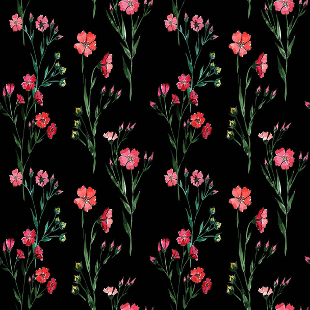 Patrón de flor de lino silvestre en un estilo de acuarela
. - Foto, Imagen