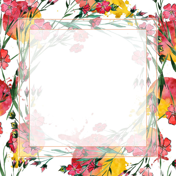 Wildflower vlas bloem frame in een aquarel stijl. - Foto, afbeelding