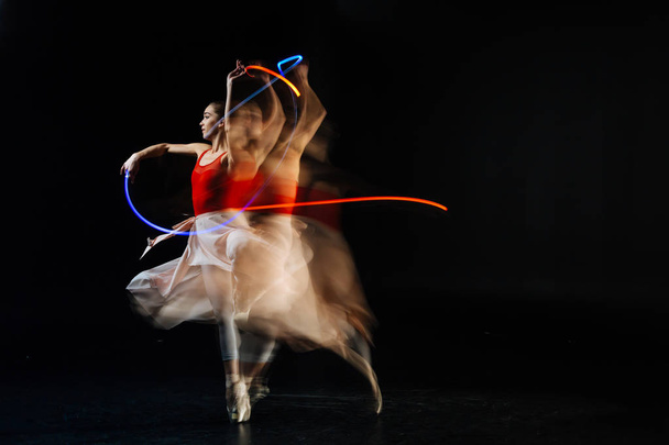 Professional elegant dancer performing on strange - Φωτογραφία, εικόνα