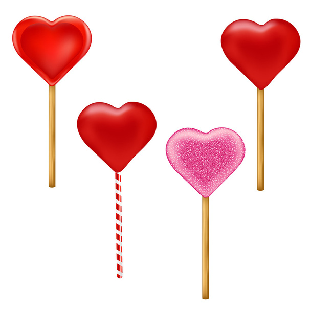 Lollypops Form Of Hearts Set - Διάνυσμα, εικόνα