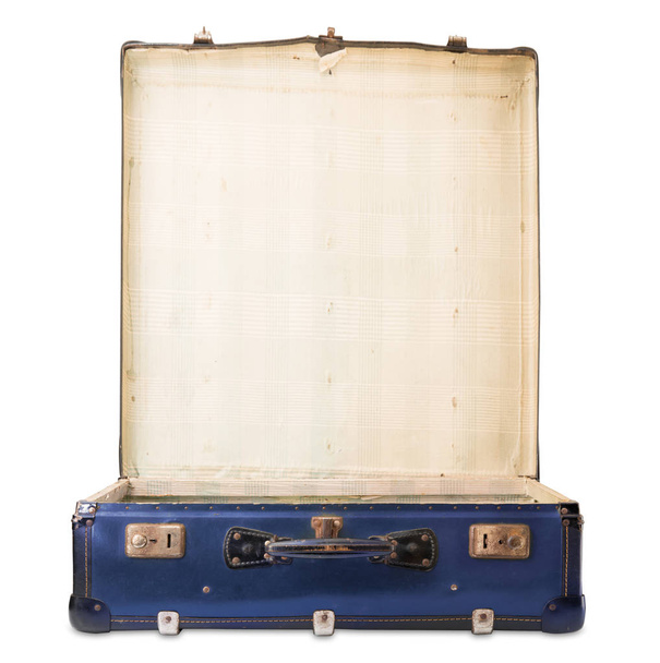 Vintage matkalaukku valkoisella taustalla
 - Valokuva, kuva