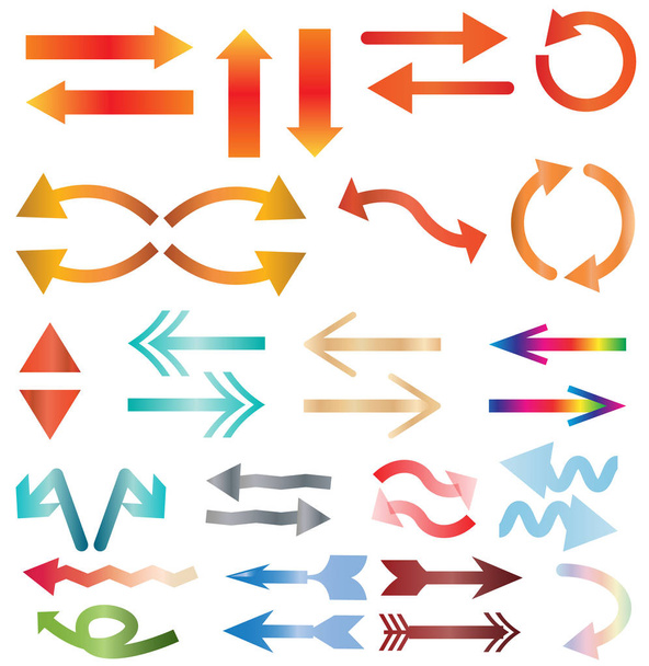 иконка многоцветной стрелки на белом фоне. цвет стрелки знак. f
 - Вектор,изображение