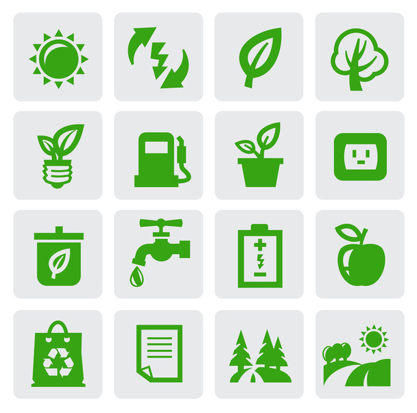 Green eco symbols - Vector, Image