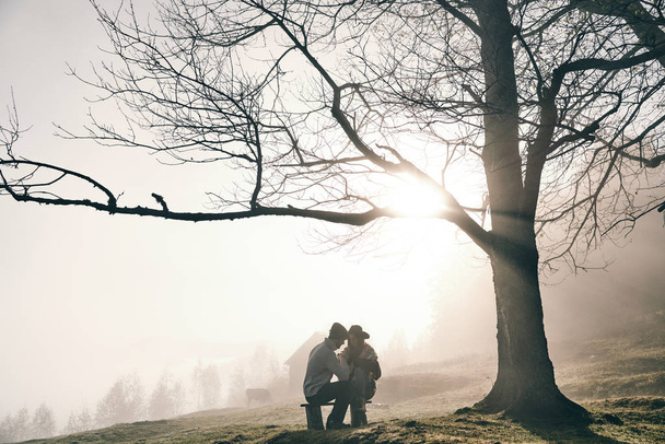 couple in love enjoying autumn morning - Foto, Imagem