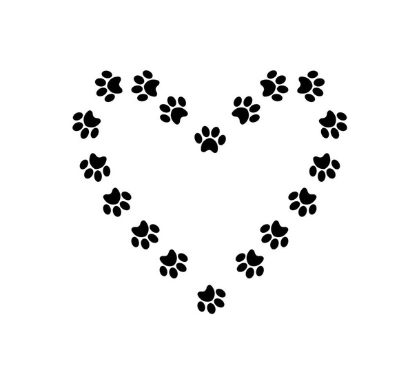 Szív szimbólum a szöveg szóközzel készült állati mancs nyomatok  - Vektor, kép