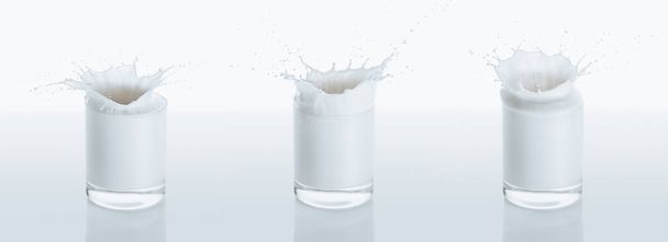 牛乳のスプラッシュのメガネ - 写真・画像