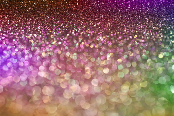 colorful pastel purple pink green bokeh light glitter background for Christmas and New Year's day - 写真・画像