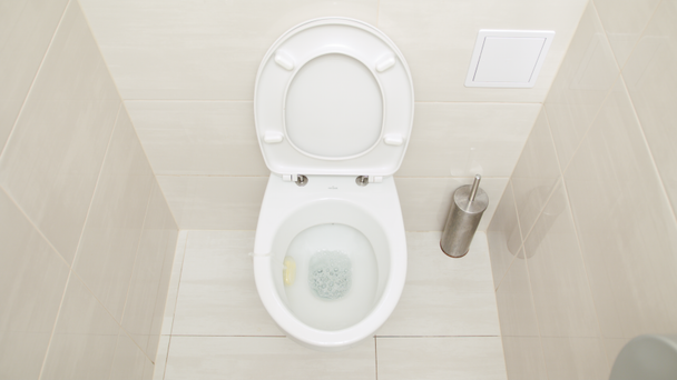 Flushing WC. Víz lecsapolták a WC-csészében - Felvétel, videó