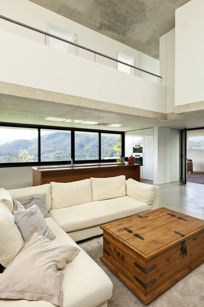 beautiful modern house in cement, interior, living room  - Foto, Imagem