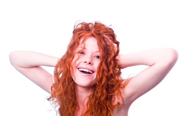 kifejező vörös hajú lány - Fotó, kép