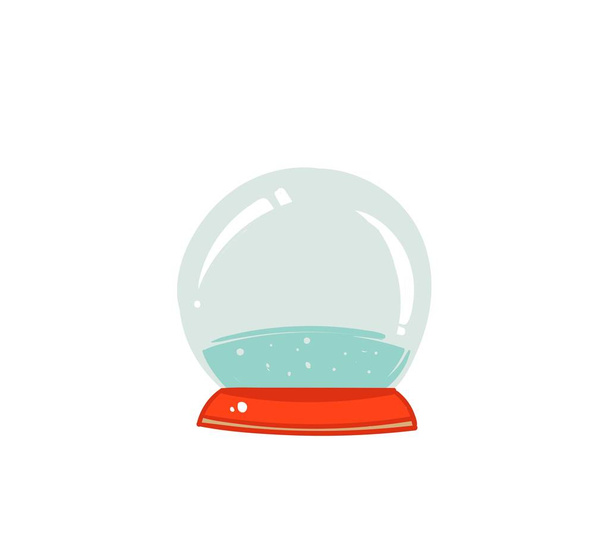 Vetor desenhado à mão Feliz Natal tempo cartoon gráfico ilustração design elemento com globo de neve esfera isolada no fundo branco
 - Vetor, Imagem