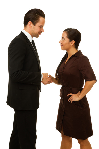 zakenman en vrouwen handen schudden. - Foto, afbeelding