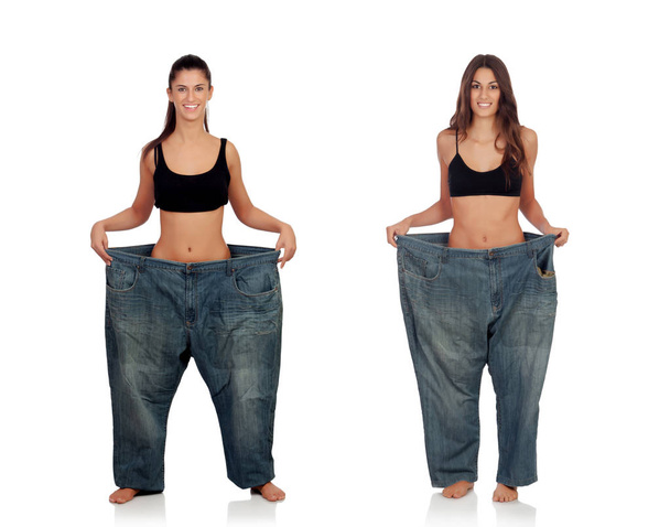 Štíhlé ženy s obrovským kalhoty - Fotografie, Obrázek