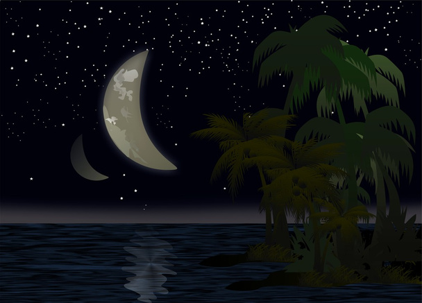 νύχτα πάνω από τον Ειρηνικό Ωκεανό - Διάνυσμα, εικόνα