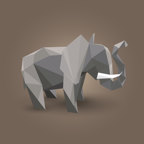 Vector illustration of origami elephant. - Vector, Image