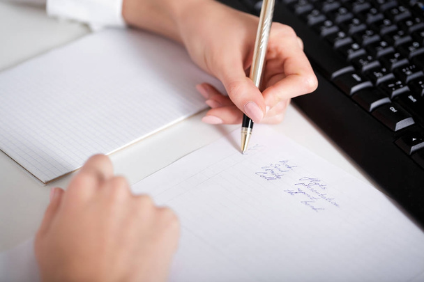 business woman hand writing on paper. - Fotó, kép