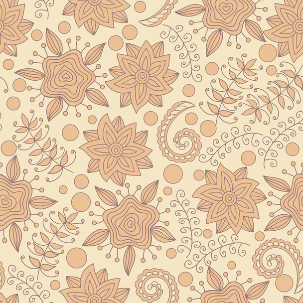 Floral seamless pattern, endless texture with flowers. Vector background for textile or wallpaper design. Elements are not cut off and hidden under the mask - Vecteur, image