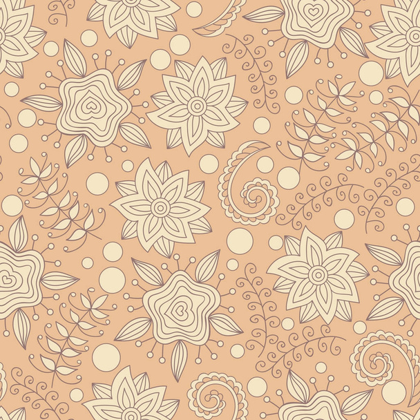 Floral seamless pattern, endless texture with flowers. Vector background for textile or wallpaper design. Elements are not cut off and hidden under the mask  - Вектор,изображение