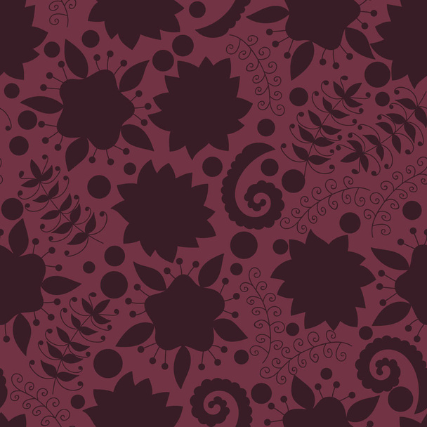 Vector seamless pattern with silhouettes of indian and abstract floral elements. - Вектор,изображение
