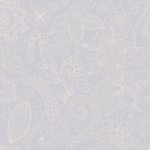 seamless paisley flowers pattern. mehndi style. vector illustration - Vektör, Görsel