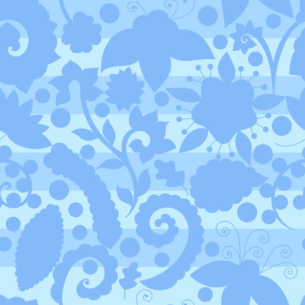 Seamless pattern with silhouettes of abstract floral and indian elements, vector. Swatch is in the panel. Elements hidden under mask, not cut off. - Vektör, Görsel