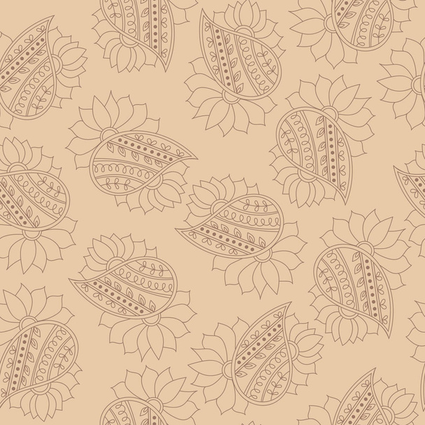 Seamless pattern with traditional indian elements. Elements are not cut off and hidden under mask, vector. Swatch is in the panel - Вектор,изображение