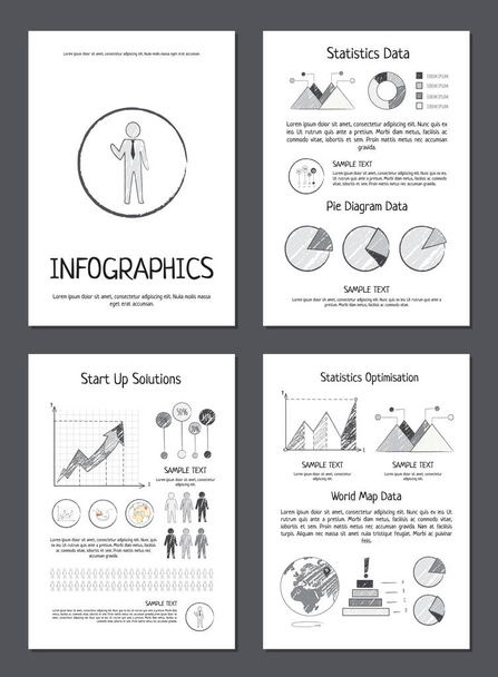 Infografiken mit verschiedenen Daten auf Papierbögen - Vektor, Bild