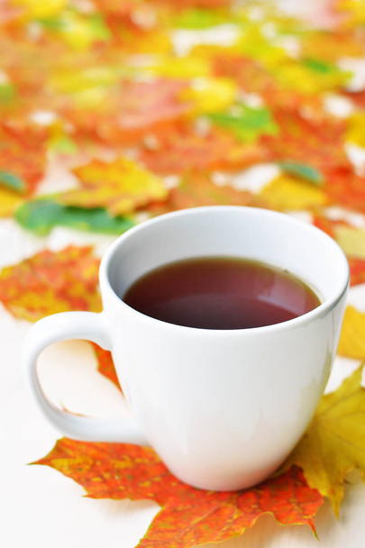 autumn cup of black tea - Foto, imagen