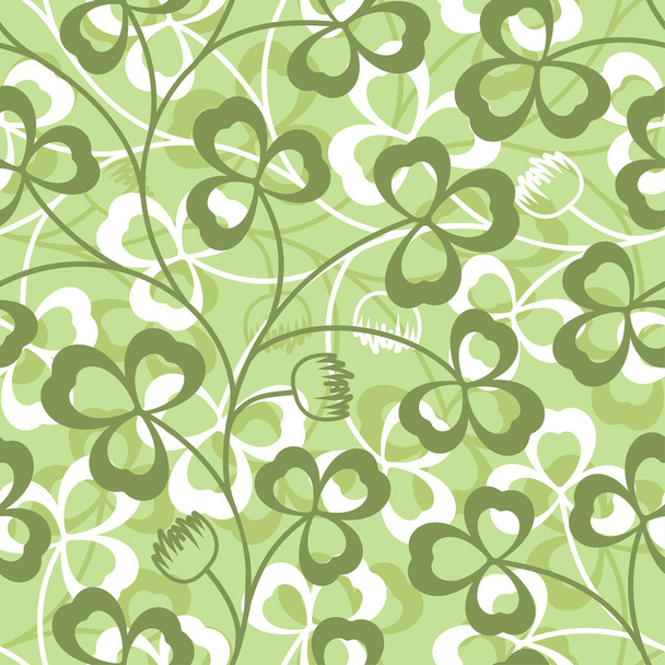 Clover leaves seamless vector pattern. St. Patricks Day green background. Shamrock wallpaper - Διάνυσμα, εικόνα