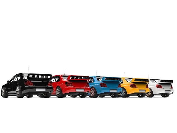 Moderni värikäs GT kilpa-autot - peruutusnäkymä
 - Valokuva, kuva