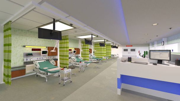 renderowania 3D cg szpitalnej sali - Zdjęcie, obraz