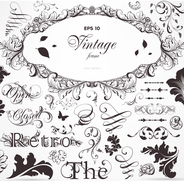 Vector set: calligraphic design elements and page decoration - Вектор,изображение