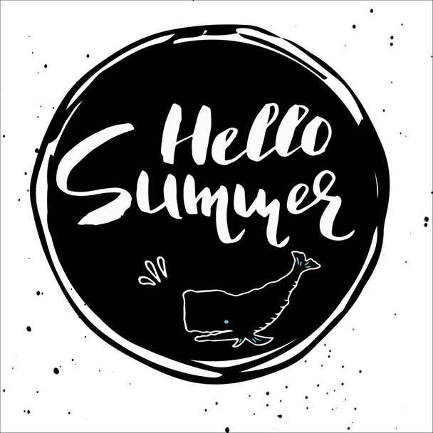 Beautiful hand drawn summer poster on white background. Template for sail, tropical vacation, banner, invitation, envelope, journal cards. - Вектор, зображення