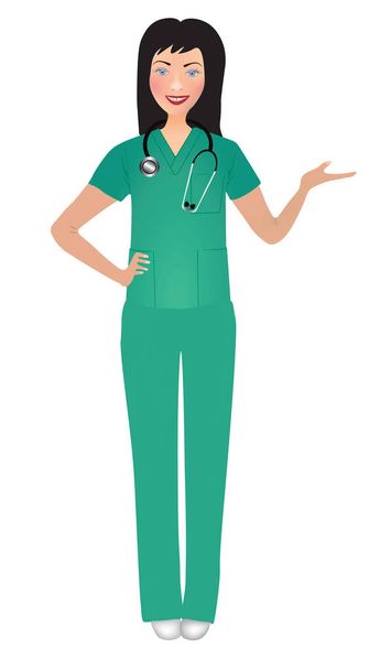 Enfermeira sorridente apresentando, vetor
 - Vetor, Imagem