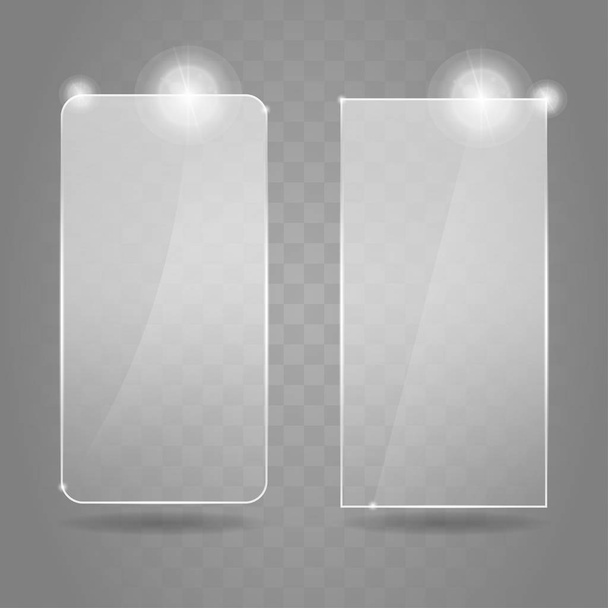Glare Glass framework set. Vector illustration icons set. Shiny glare glass banners. - Vector, Image