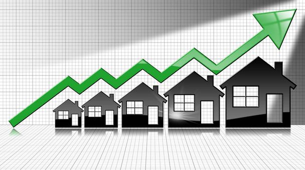 Crescente vendite immobiliari Grafico con le case
 - Foto, immagini