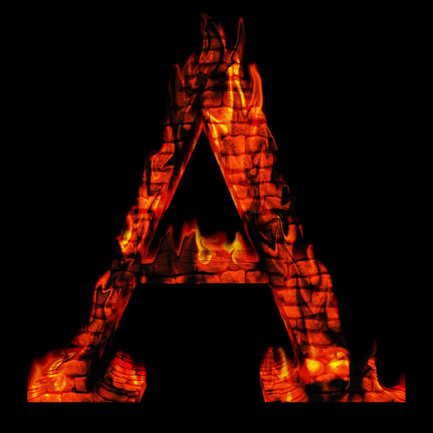 burning fire font part  - Photo, Image